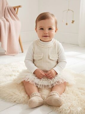 Temu Boutique Elegant Toddler Girl Tweed & Tulle Dress EUC
